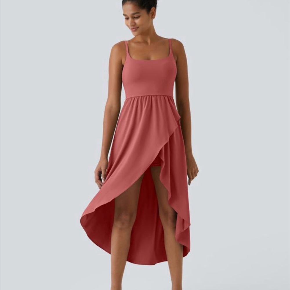 Sleeveless High-Low Rust Pink Dress